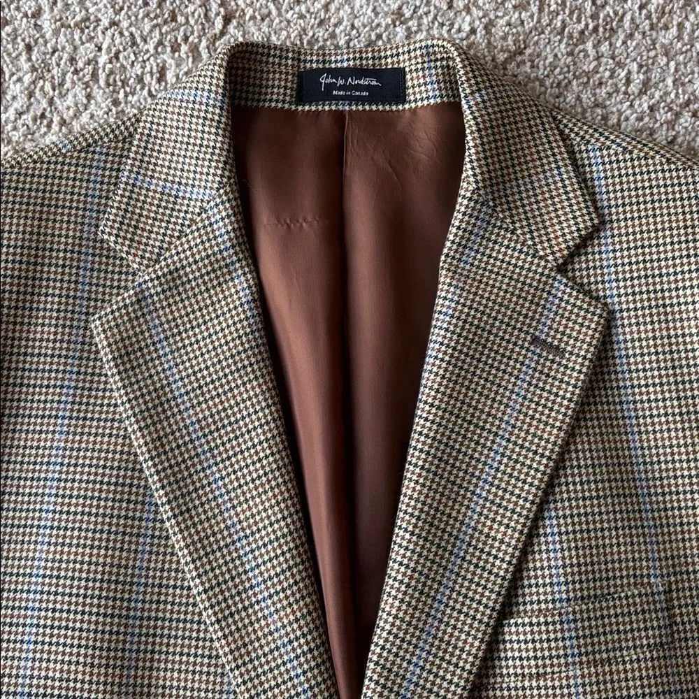John W. Nordstrom Loro Piana Pure Cashmere Houndstooth Check Sport Coat 44 L